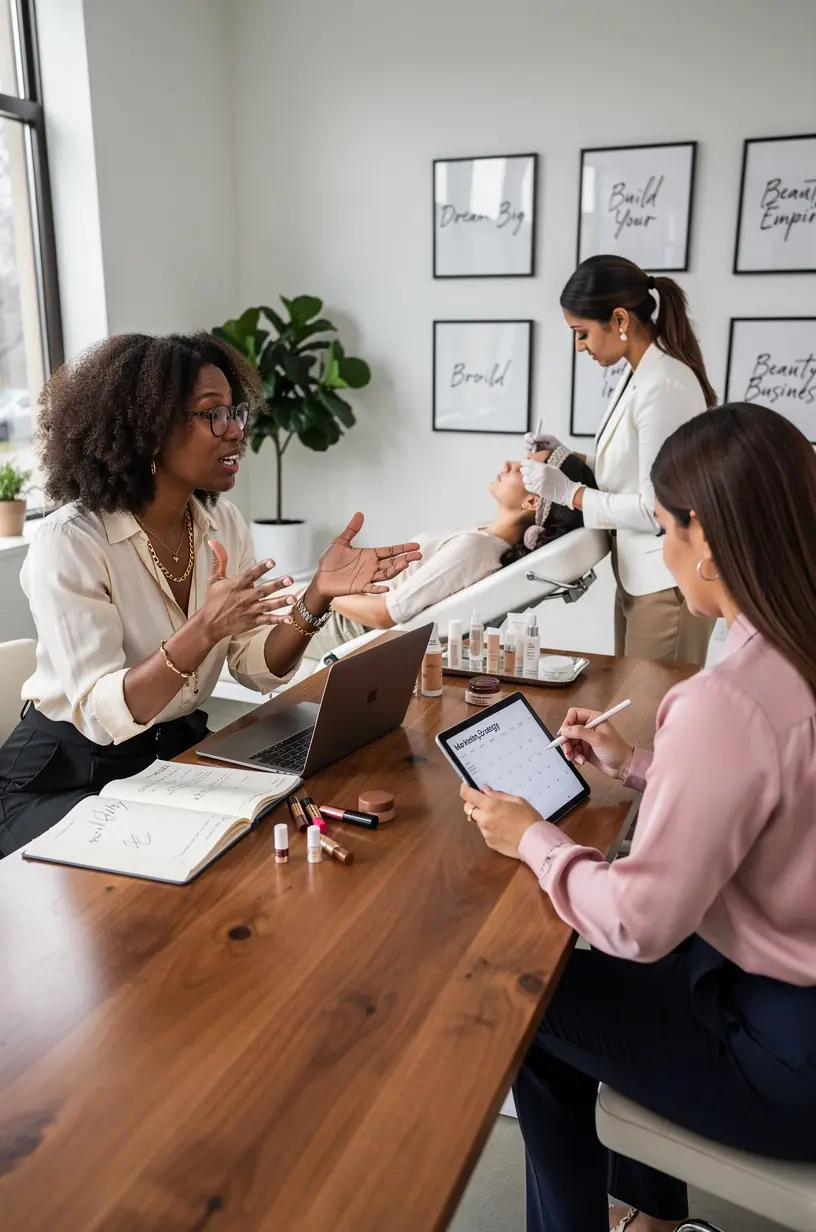 Zadowolona właścicielka nowo otwartego salonu beauty korzystająca z wsparcia i zasobów inkubatora biznesowego.